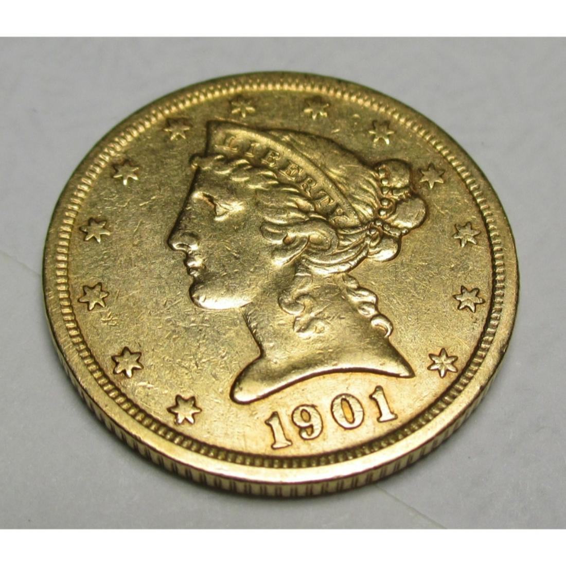 1901 S $5 FIVE Gold Liberty Half Eagle (1 of 2)
