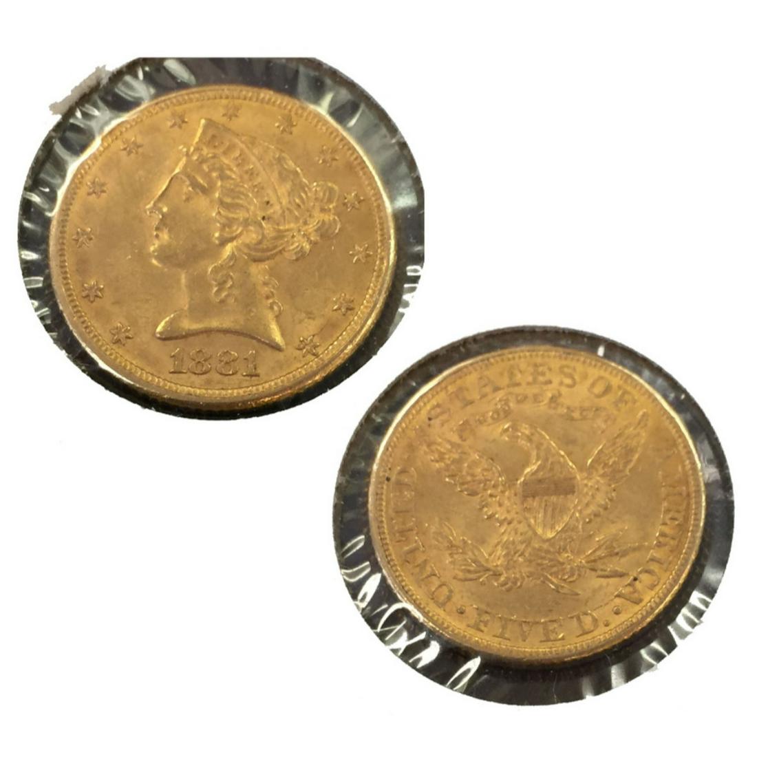 1881 $5 Gold Liberty Half Eagle (1 of 2)