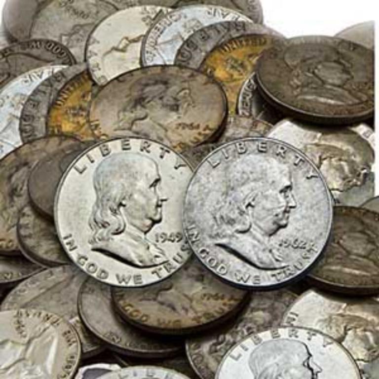 Lot (50) Franklin Half Dollars 90% Silver (1 of 1)