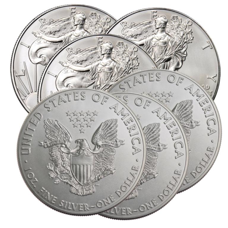 (6) US Silver Eagles - Random Dates (1 of 1)