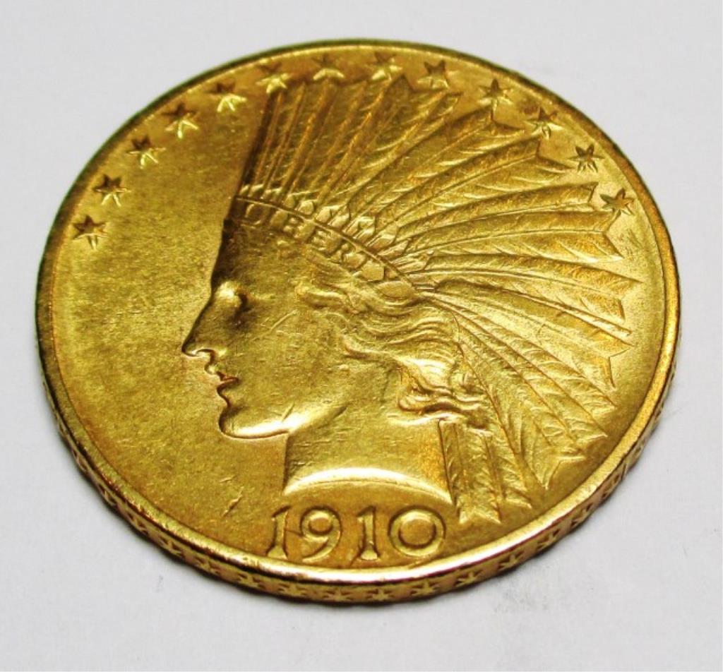 1910 D $10 Gold Indian XF AU Grade (1 of 2)
