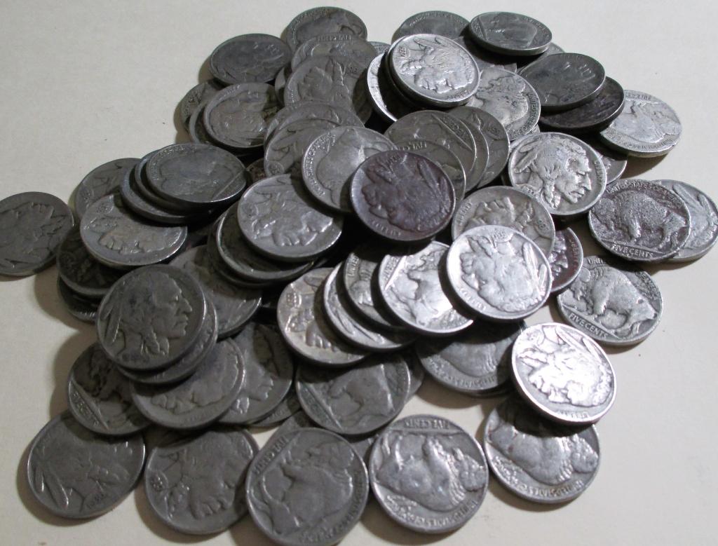(100) Buffalo Nickels- Avg. Circ. Various Dates (1 of 2)