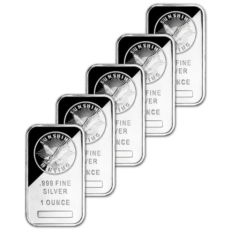 5 pcs. 1 oz. Sunshine Silver Bars (1 of 1)