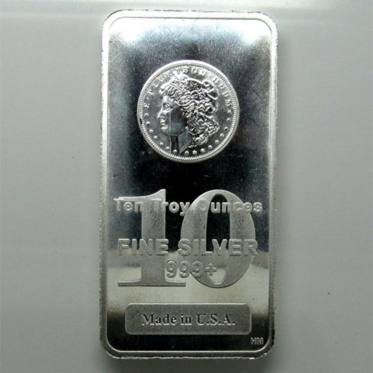 10 oz. Silver Morgan Design Silver Bar .999 Pure (1 of 1)