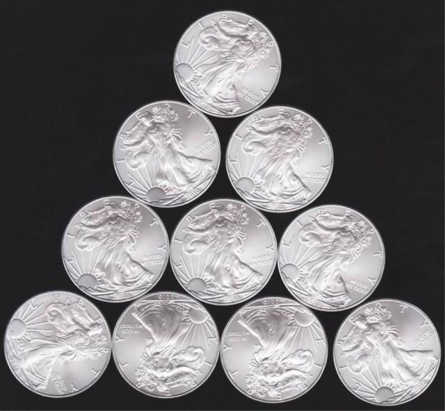 (10) Assorted Date Silver Eagles (1 of 1)