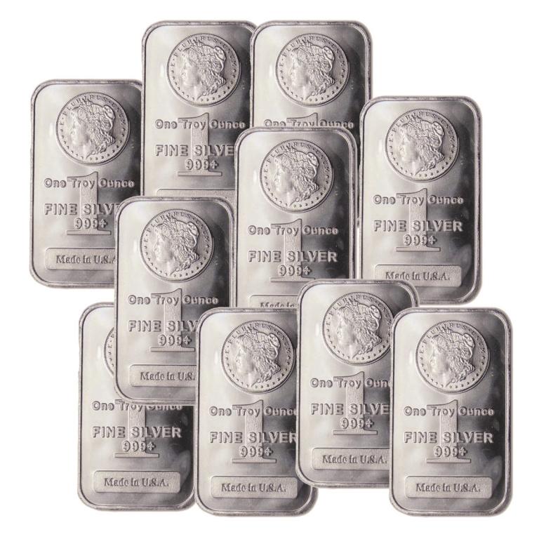 (10) Morgan Design Silver bars - 1 oz Each (1 of 1)