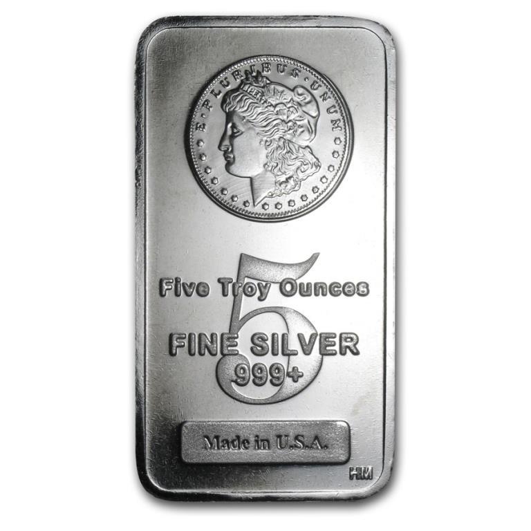 Pure Silver 5 oz Bar Morgan Design (1 of 1)