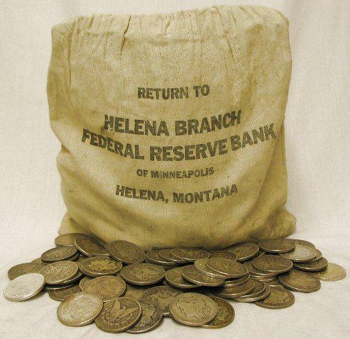 200 Unsearched Morgan's From Bank Bag: This lot has come to us tied up in a bank bag - We have many of them, based upon weight and the outer count markings, we are selling them as is. UN opened! Un searched by us! All we do is count them a