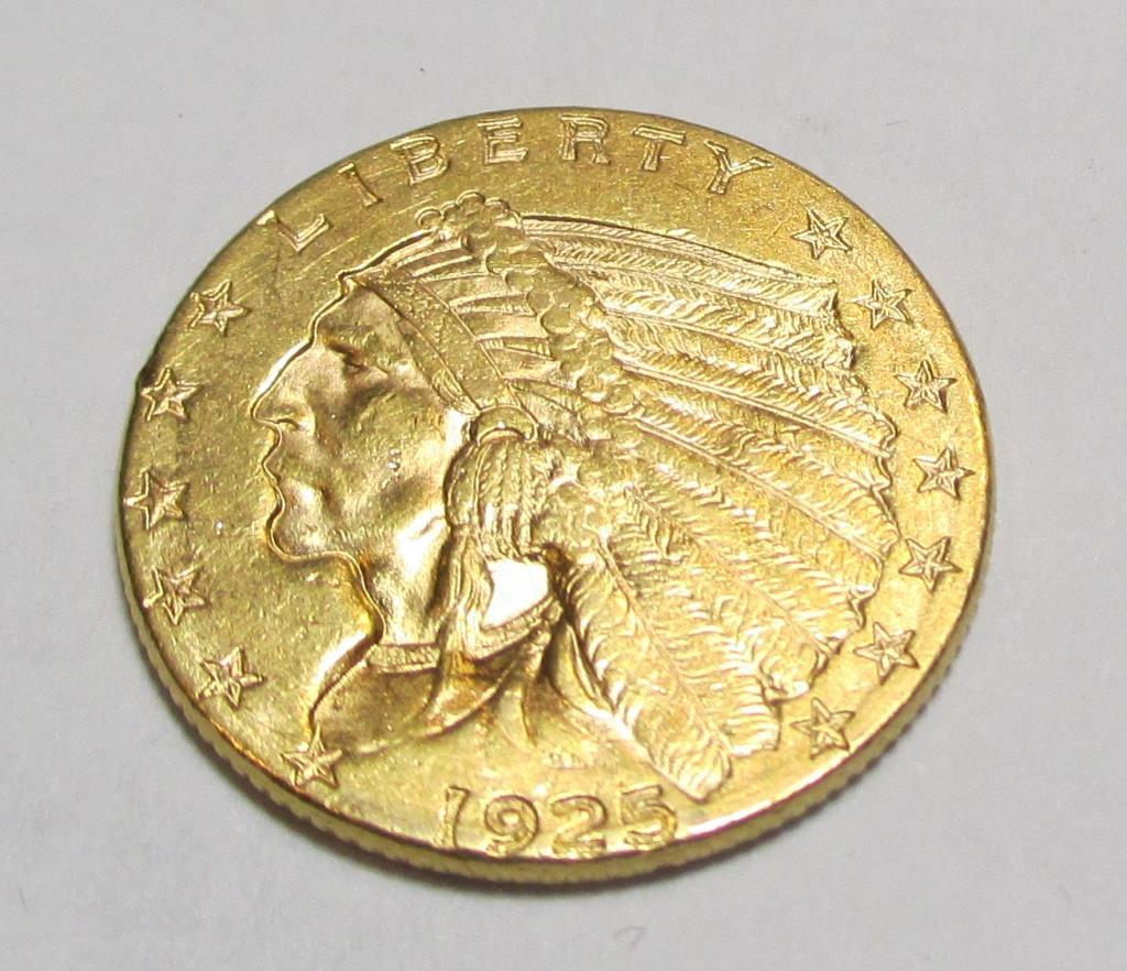 1925 D $2.5 Gold Indian XF AU Grade (1 of 2)