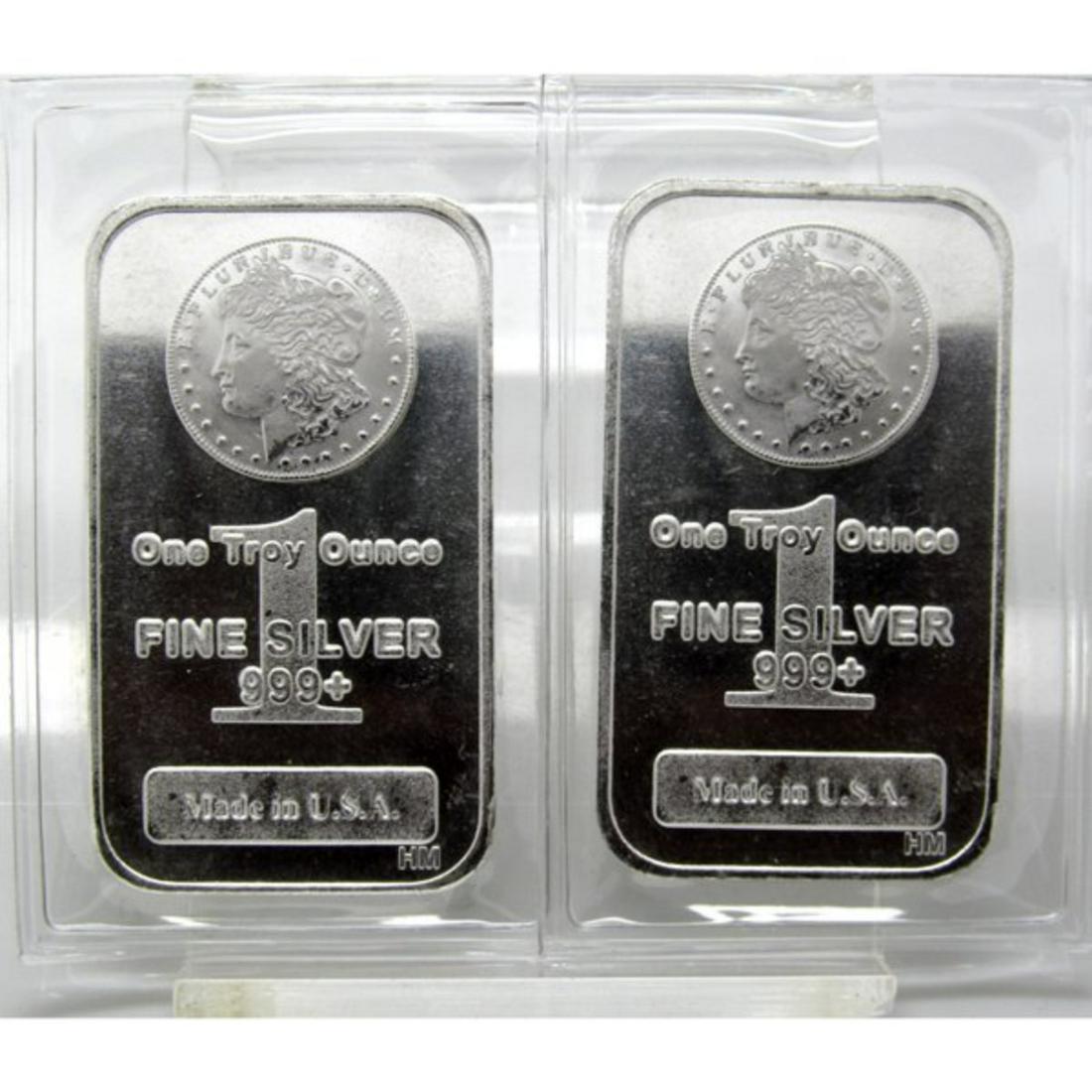 (2) Morgan Design Silver Bars - 1 oz. Bars - (1 of 2)