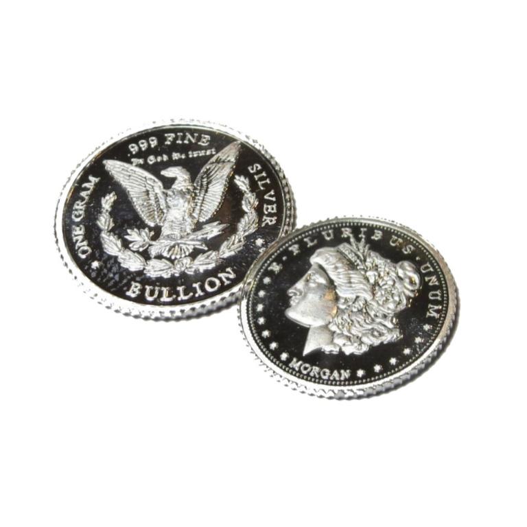 1 Gram Proof Morgan Design Silver Round: Please note item will be as shown in image.Bidder is responsible for grade and value.