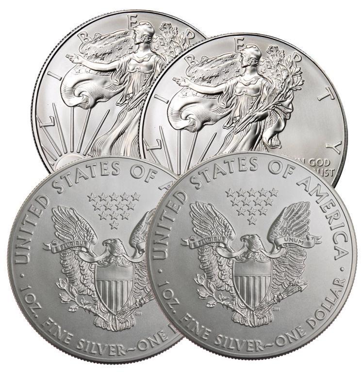 (4) US Silver Eagles - Random Dates (1 of 1)