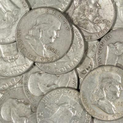 Lot of (10) Franklin Half Dollars 90% Silver (1 of 1)