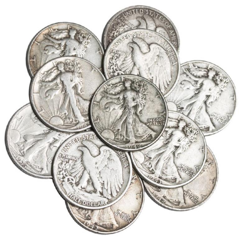 (10) Walking Liberty Half Dolllars -90% Silver (1 of 1)