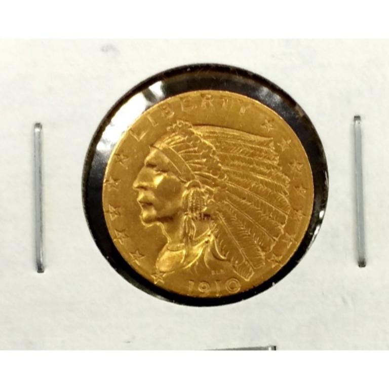 1910 $2.5 Gold Indian XF AU Grade (1 of 2)