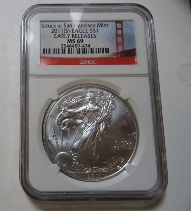 2011 S Early Releases MS 69 NGC Silver Eagle (1 of 2)