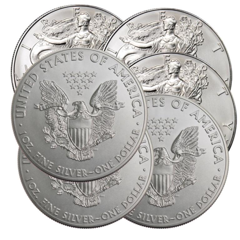 (6) US Silver Eagles - Random Dates (1 of 1)