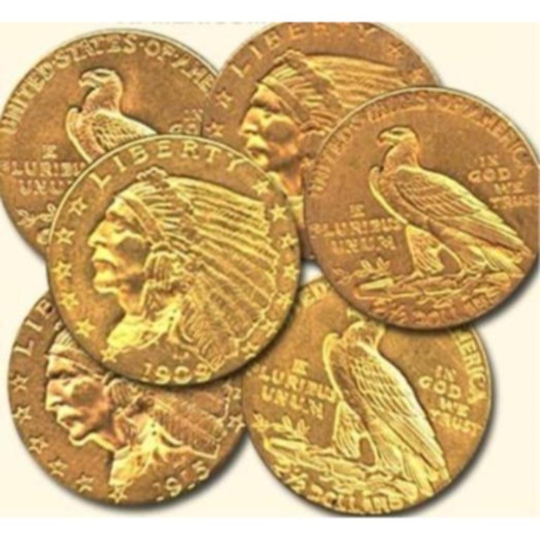 (6) Random Date $2.5 Gold Indian Quarter Eagles (1 of 1)