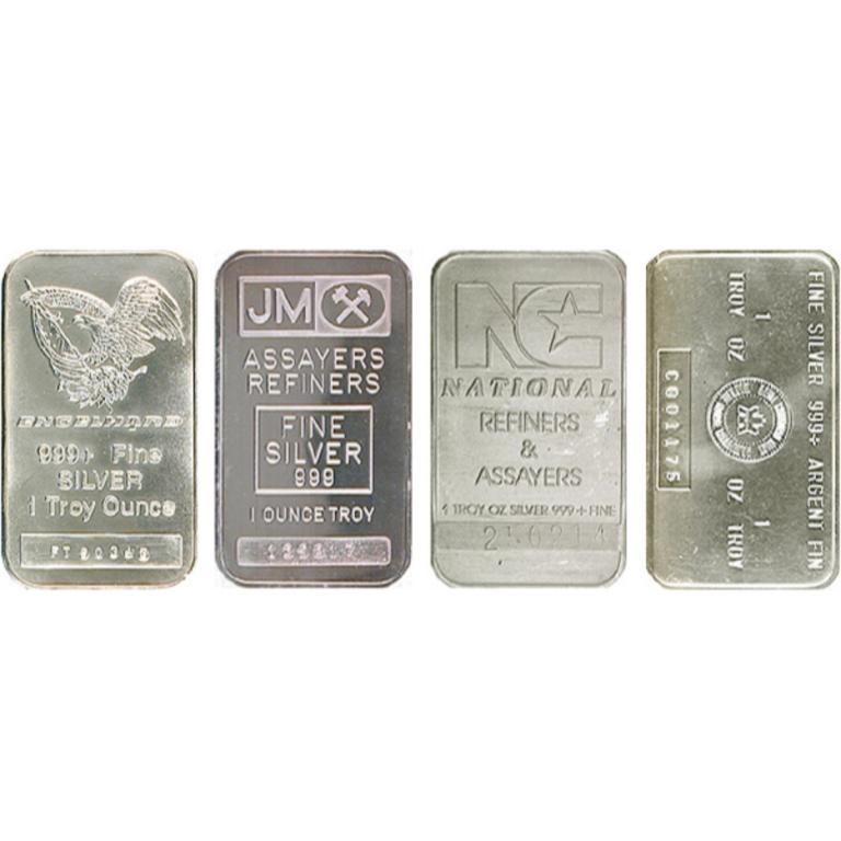 Lot of (4) Random Type 1 oz Silver Bars (1 of 1)
