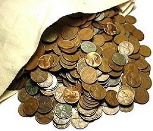 Bag of (2000) Wheat Cents - Canvas Bank Bag: Item will be as shown in image, any bid is a binding contract. Due to the fact that we may have more than one of these this image may be a stock image. The Item will be of quality and description.