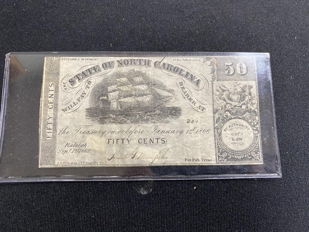 1866  Fifty Cents Currency Note No. Carolina (1 of 2)