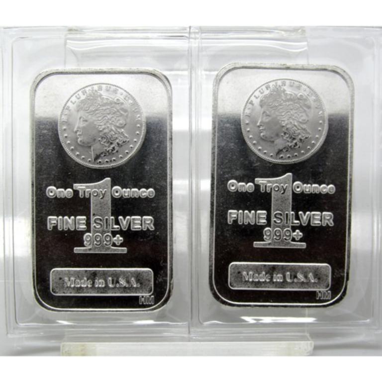 (2) Morgan Design Silver Bars - 1 oz. Bars - (1 of 2)