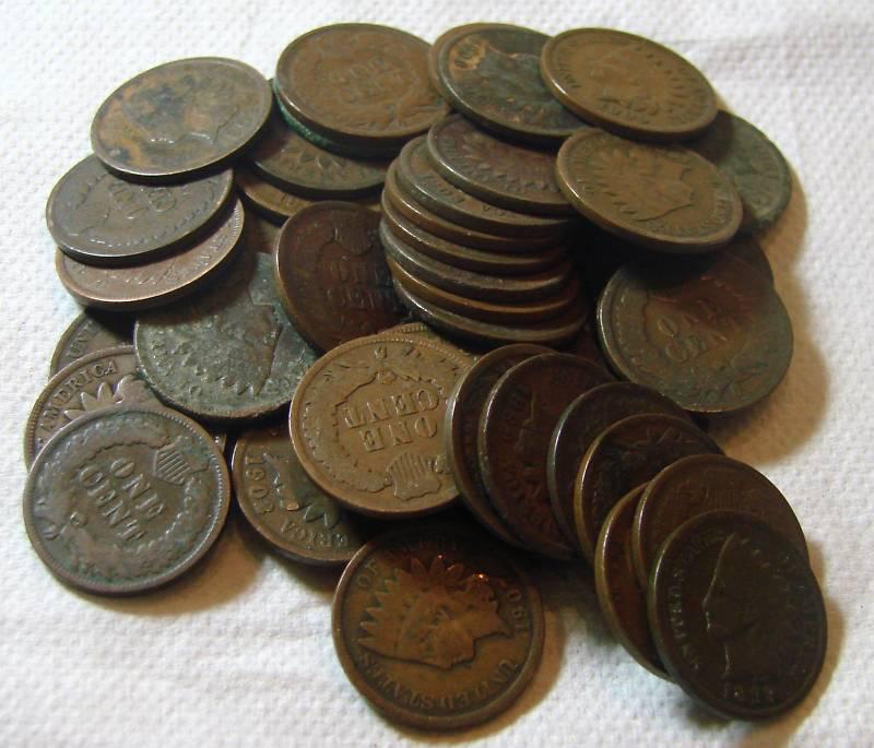 Lot of 50 Indian Head Cents - ag-g (1 of 1)