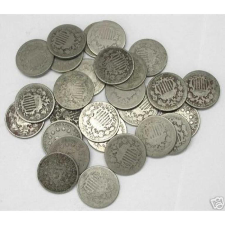 Type Coin Lot -20 pcs. Shield Nickels - G-VG (1 of 1)