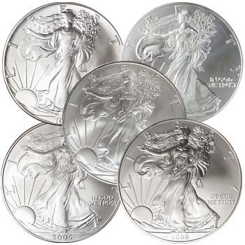 1-oz. Silver Eagle 5 Different, BU (1 of 1)