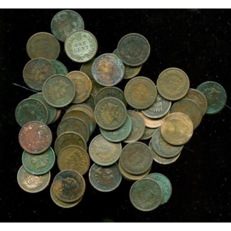 Lot of 50 Indian Head Cents Mixed Dates (1 of 1)