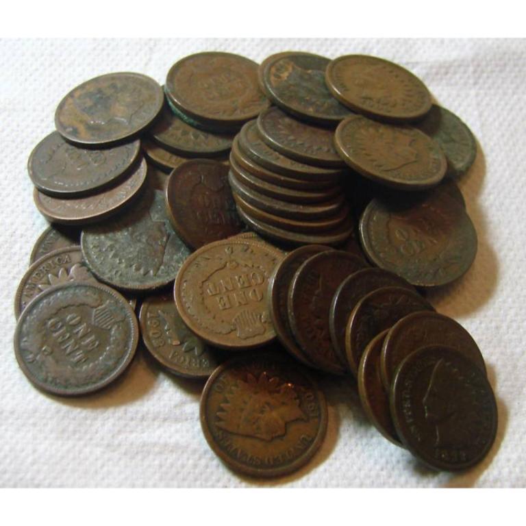 Lot of 50 Indian Head Cents - ag-g (1 of 1)