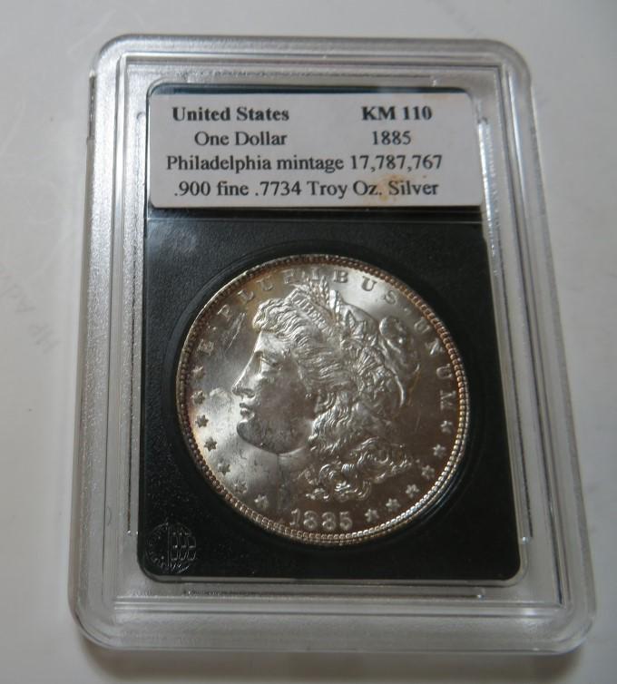 1885 P Crisp BU Morgan Dollar in Slab (1 of 2)