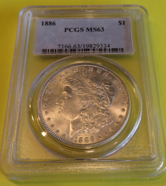 1886 MS 63 PCGS Morgan Silver Dollar (1 of 2)