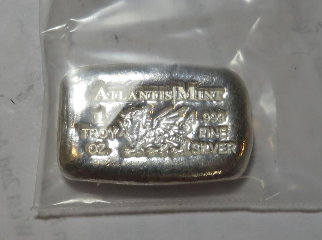 1 oz Atlantis Mint DRAGON Silver Bar Poured (1 of 1)