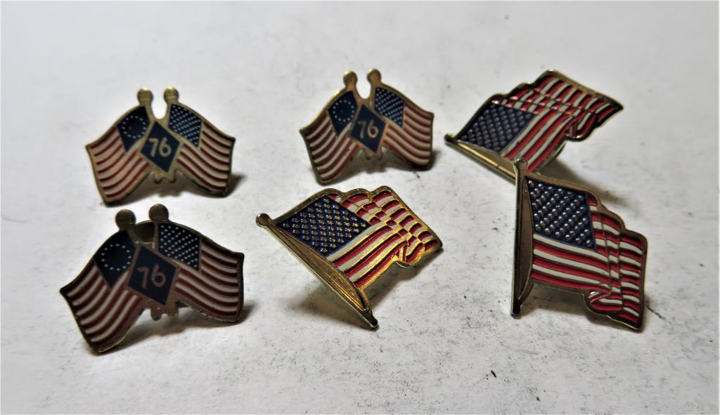 6 pcs. Bicentennial USA Flag Lapel Pins (1 of 2)