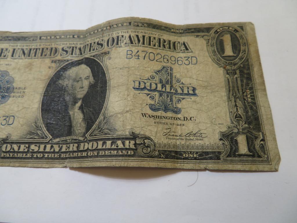 1923 Horseblanket Size $1 Silver Certificate: Item is the EXACT in the image - Bidder decides the value and grade by the bids placed. C Lot Vault goods -