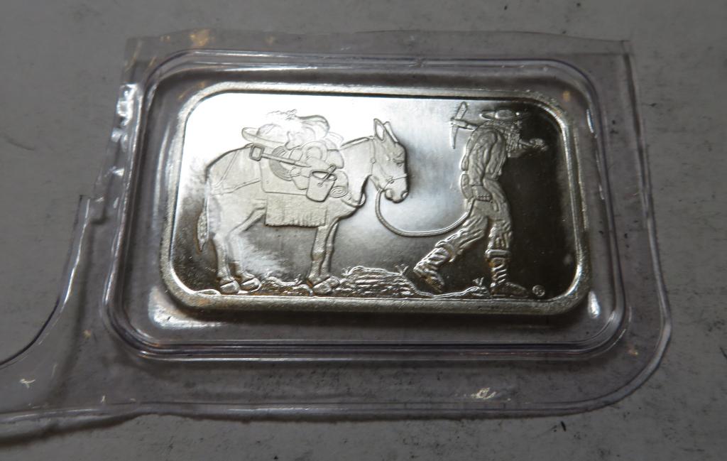 1 oz Prospector Silver Bar: Item is the EXACT in the image - Bidder decides the value and grade by the bids placed. C Lot Vault goods -