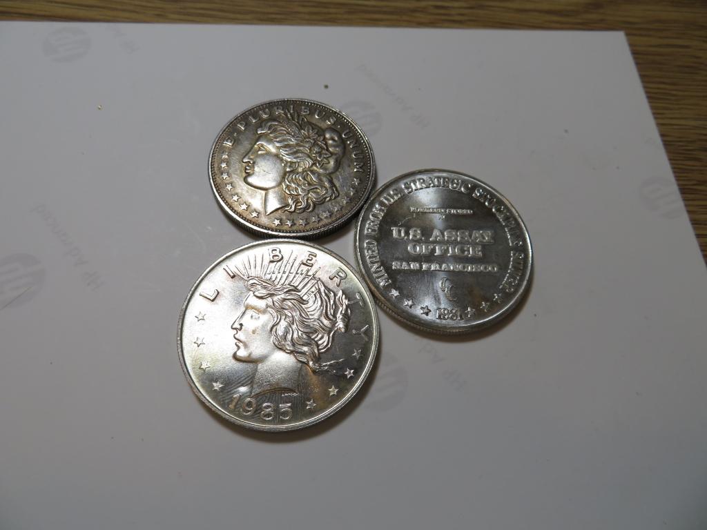 Lot of 3 Collectible Silver Bullion Rounds: The item is the exact item in the scan - Please review the terms and shipping timing.