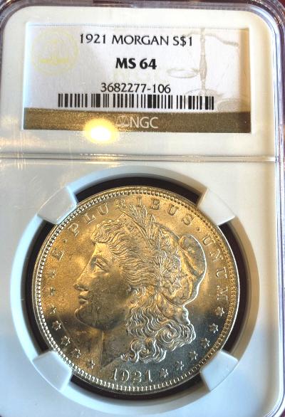 1921 MS 64 NGC Morgan SIlver Dollar (1 of 2)