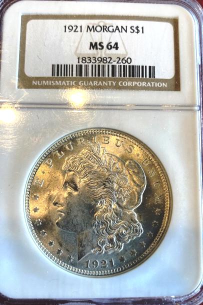 1921 MS 64 NGC Morgan Silver Dollar (1 of 2)