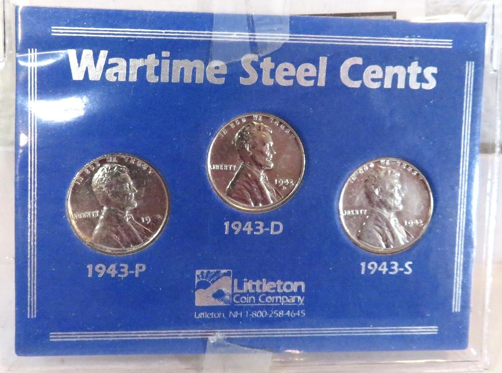 P-D-S Steel Wheat Cent Set in Littleton Holder (1 of 1)