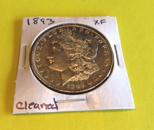 KEY DATE 1893 P XF Details Cleaned Morgan Dollar (1 of 2)