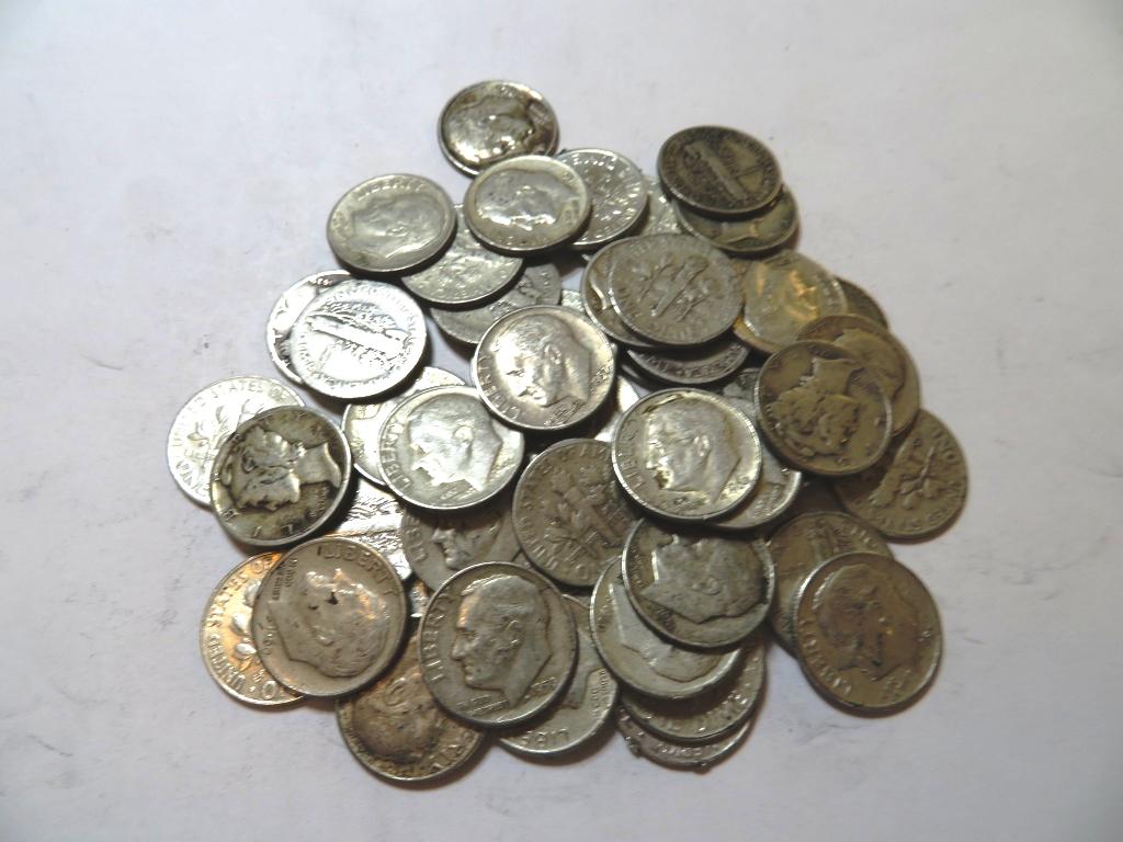 50 pcs. Mercury / Roosevelt 90% Silver Dimes (1 of 1)