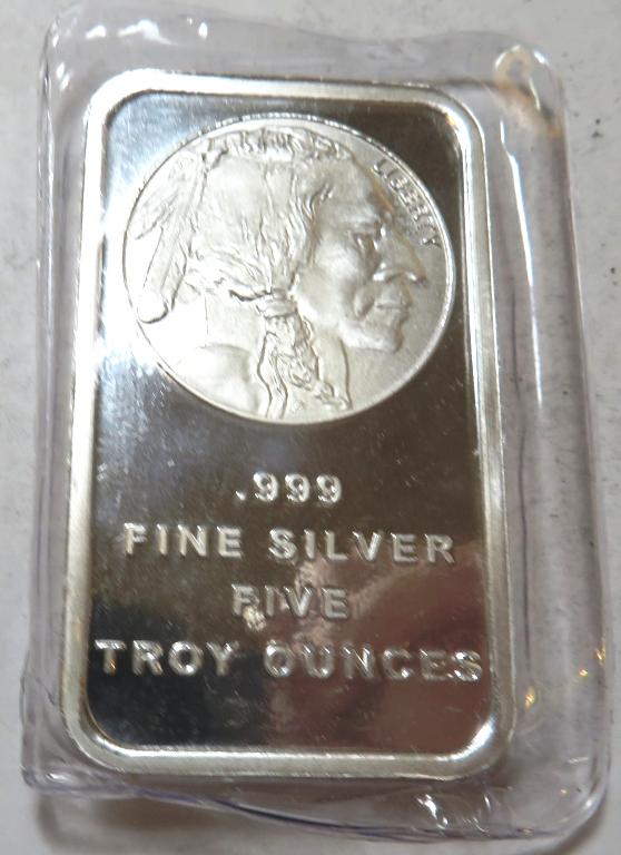 5 oz Buffalo Design Silver Bar - .999 Pure (1 of 1)