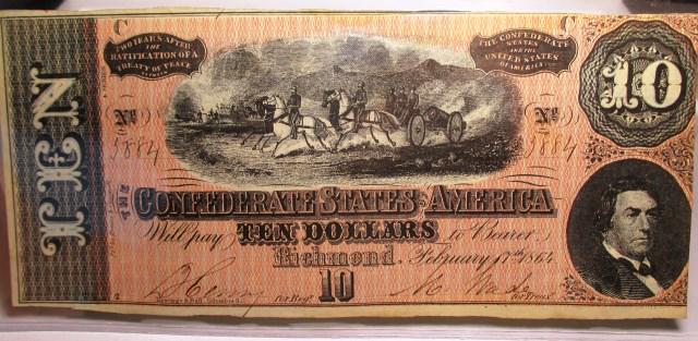 1864 $10 Confederate Currency AU Grade: Item is exact as shown - Item qualifies for fast shipping - Please review the payment info and terms.