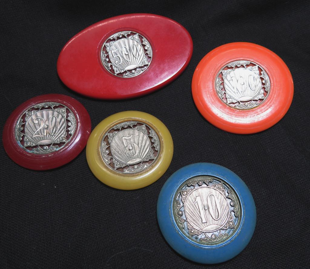 Monte Carlo Art Deco Silver Center Poker Chip Set (1 of 2)