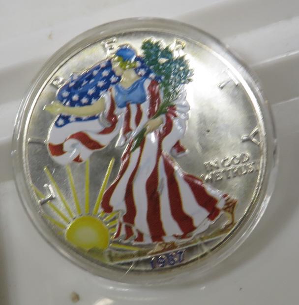 1987 US Silver Eagle Patriotic Painted (1 of 2)