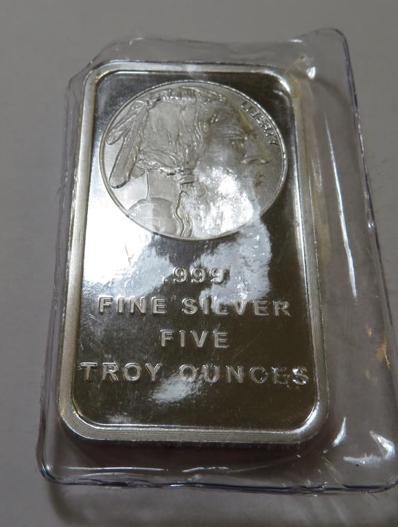 5 oz. Buffalo Design Silver Bar - .999 Pure (1 of 1)