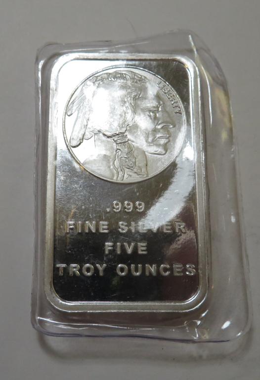 5 oz. Buffalo Design Silver Bar - .999 Pure (1 of 1)