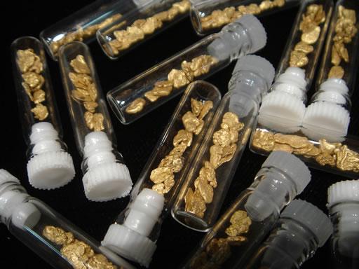12 -1 Gram Approx. Gold Nugget Vials PANNED  GOLD (1 of 1)